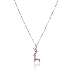 Reindeer’s Rose Gold Silver Necklace with Link Chain  Made Using Premium 925 Sterling Silver