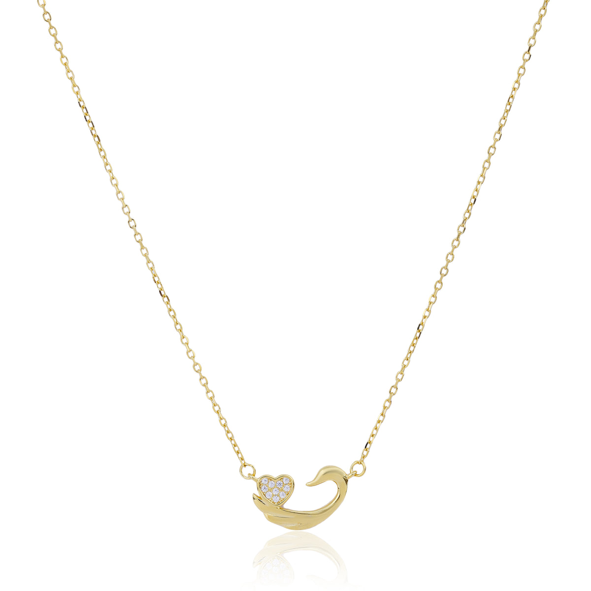 Tidal Love Yellow Gold Necklace with Link Chain  Made Using Premium 925 Sterling Silver