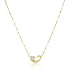 Tidal Love Yellow Gold Necklace with Link Chain  Made Using Premium 925 Sterling Silver