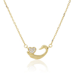 Tidal Love Yellow Gold Necklace with Link Chain  Made Using Premium 925 Sterling Silver