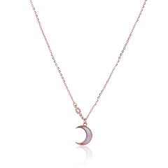Half Moon Rose Gold Silver Necklace with Link Chain Made with Premium 925 Sterling Silver