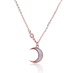 Half Moon Rose Gold Silver Necklace with Link Chain Made with Premium 925 Sterling Silver