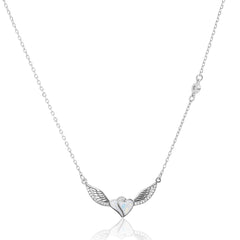 Flying Heart Silver Necklace Made with Premium 925 Sterling Silver
