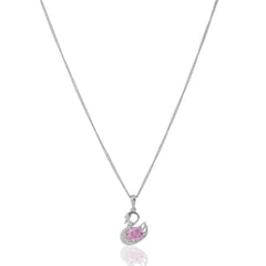 Pink Zirconia Swan Silver Necklace   Made Using Premium 925 Sterling Silver
