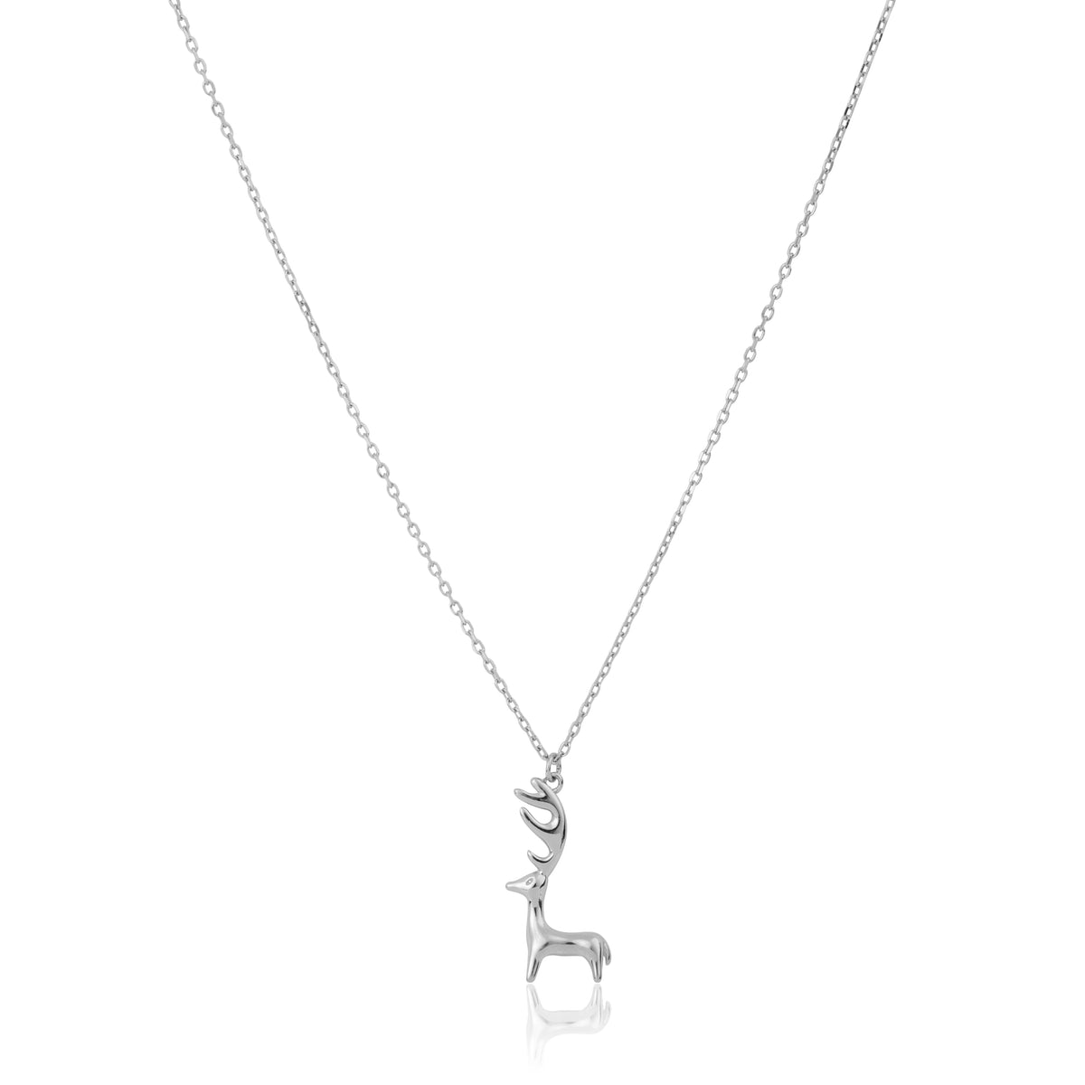 Silver Deer Necklace with Link Chain  Made Using Premium 925 Sterling Silver