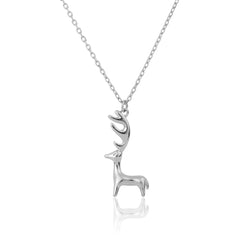 Silver Deer Necklace with Link Chain  Made Using Premium 925 Sterling Silver