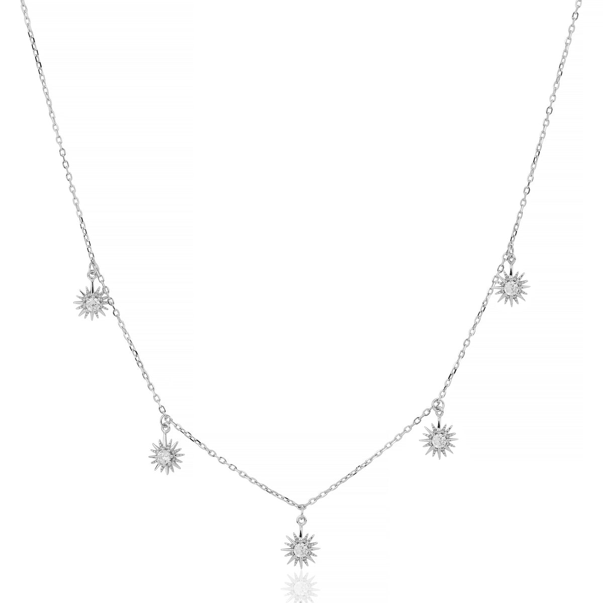 Silver Sun Line Necklace with Link Chain   Made Using Premium 925 sterling silver