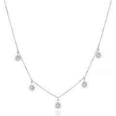 Silver Sun Line Necklace with Link Chain   Made Using Premium 925 sterling silver