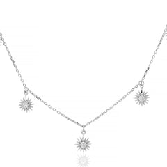 Silver Sun Line Necklace with Link Chain   Made Using Premium 925 sterling silver