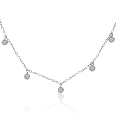 Silver charm zirconia necklace with link chain  Made Using Premium 925 Sterling Silver
