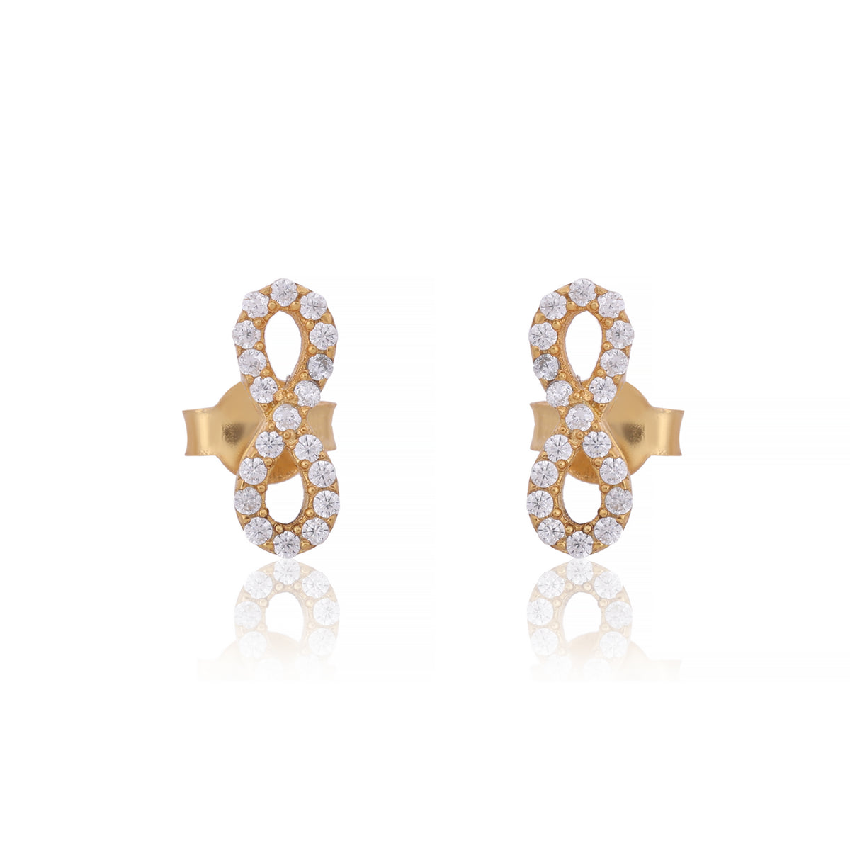 Golden Infinity Zirconia Studs Made Using Premium 925 Sterling Silver