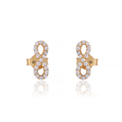 Golden Infinity Zirconia Studs Made Using Premium 925 Sterling Silver
