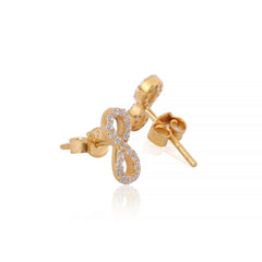 Golden Infinity Zirconia Studs Made Using Premium 925 Sterling Silver