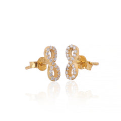 Golden Infinity Zirconia Studs Made Using Premium 925 Sterling Silver