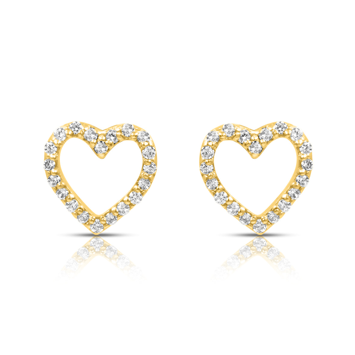 Golden Heart Zirconia Studs With 18k Gold plated