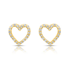 Golden Heart Zirconia Studs With 18k Gold plated