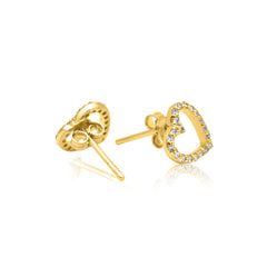 Golden Heart Zirconia Studs With 18k Gold plated