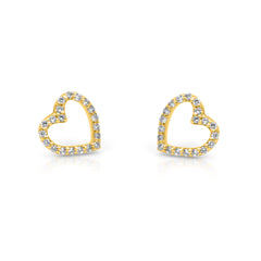 Golden Heart Zirconia Studs With 18k Gold plated