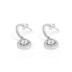 Zirconia Drizzel Drop Silver Earrings