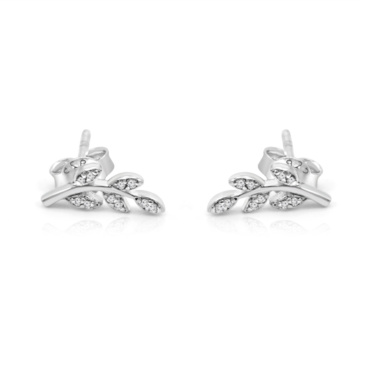 Silver Leaf Stud Earrings
