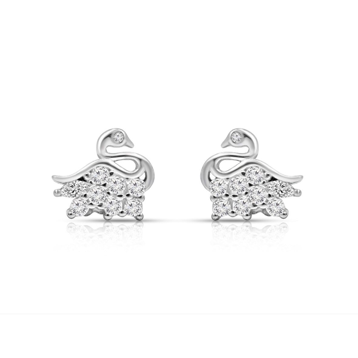 Dazzling Swan Silver stud Earrings
