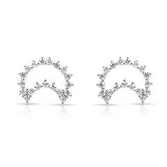 Half - Moon glory Silver Stud Earrings