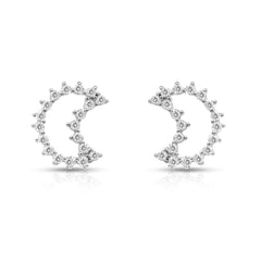 Half - Moon glory Silver Stud Earrings