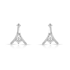 Zirconia Eiffel Tower Silver Studs