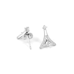 Zirconia Eiffel Tower Silver Studs