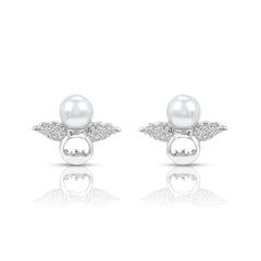 Wings Of Pearl Silver Studs Earrings