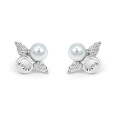 Wings Of Pearl Silver Studs Earrings