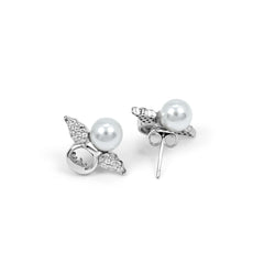 Wings Of Pearl Silver Studs Earrings