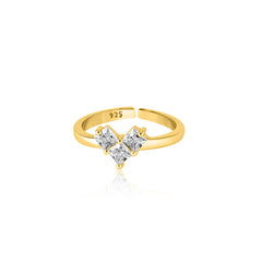 Golden diamond cut heart Ring
