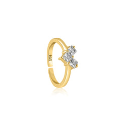 Golden diamond cut heart Ring
