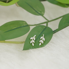 Silver Leaf Stud Earrings
