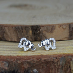 Baby Elephant Silver Stud Earrings