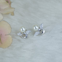 Wings Of Pearl Silver Studs Earrings