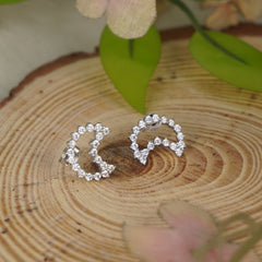 Half - Moon glory Silver Stud Earrings
