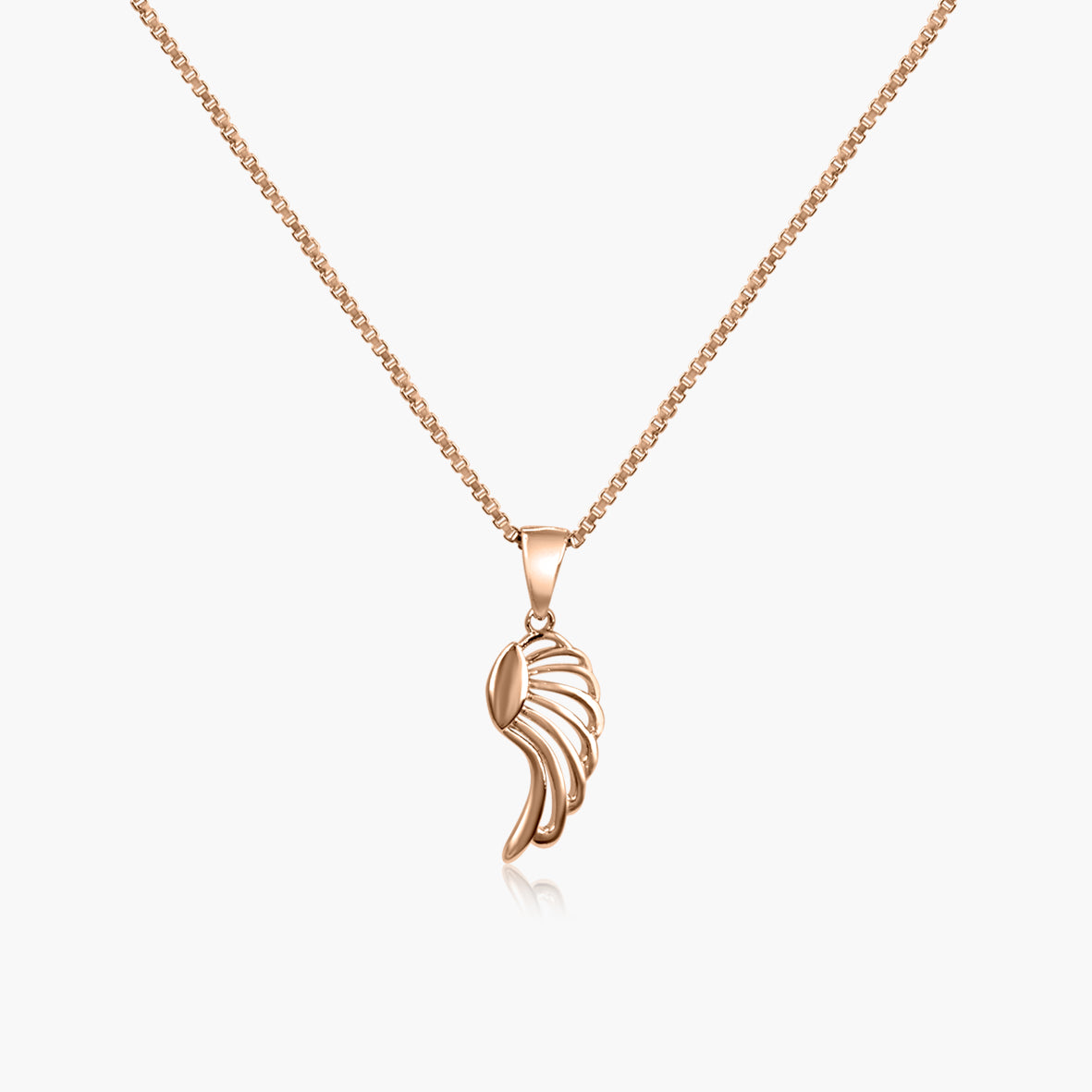 Feathered Rose Gold Pendant with Linked Chain