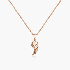 Feathered Rose Gold Pendant with Linked Chain