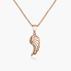 Feathered Rose Gold Pendant with Linked Chain
