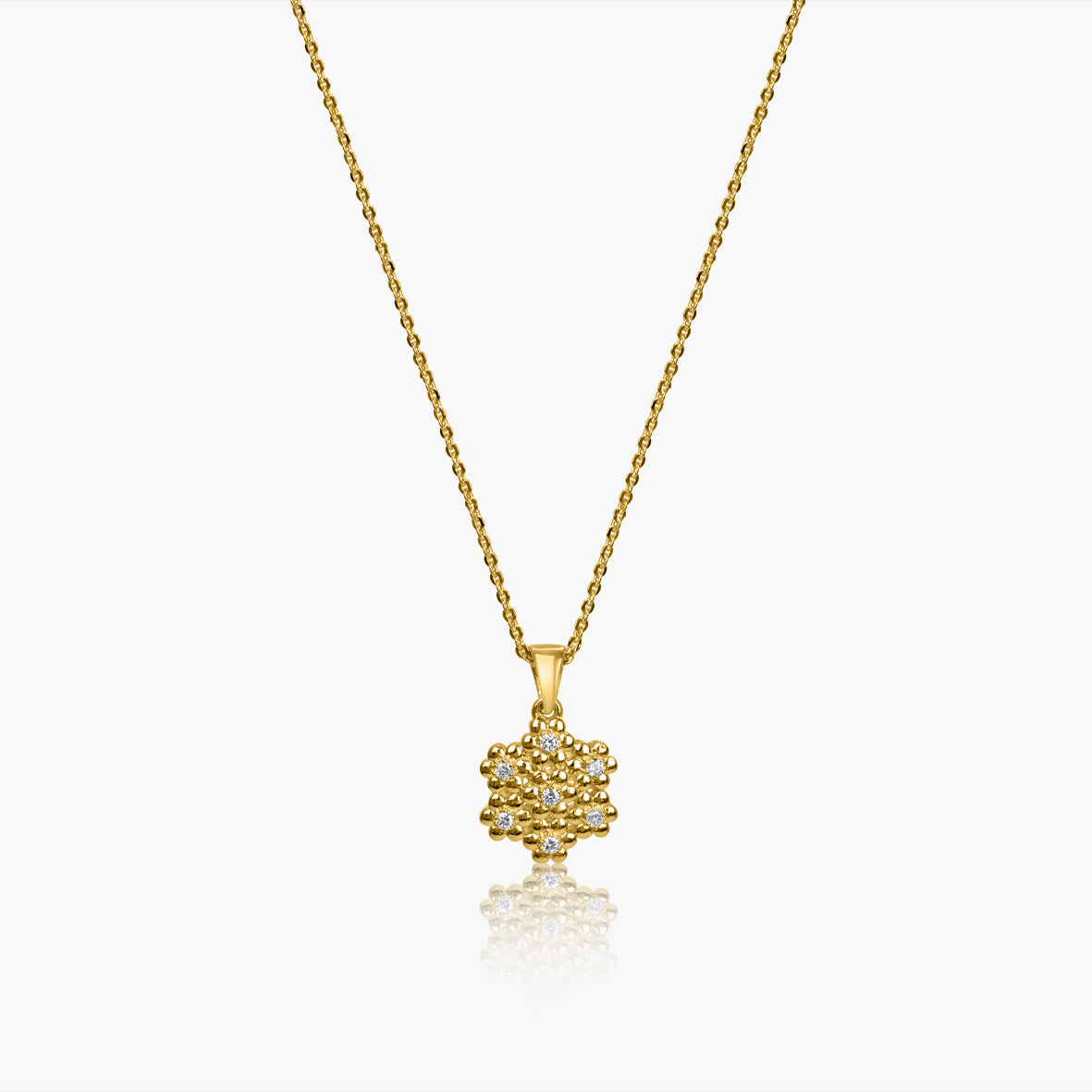 Golden Blossom Pendant with Link Chain