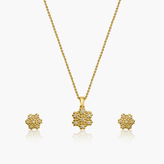 Golden Blossom Pendant with Earrings