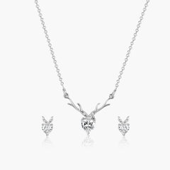 Antler Heart Pendant with Earrings