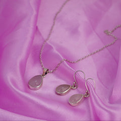 Silver Gracious Pink Pendant Set with link Chain