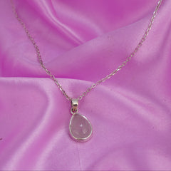 Silver Gracious Pink Pendant with link Chain