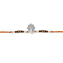 Delightful Divine Bloom Silver Rakhi