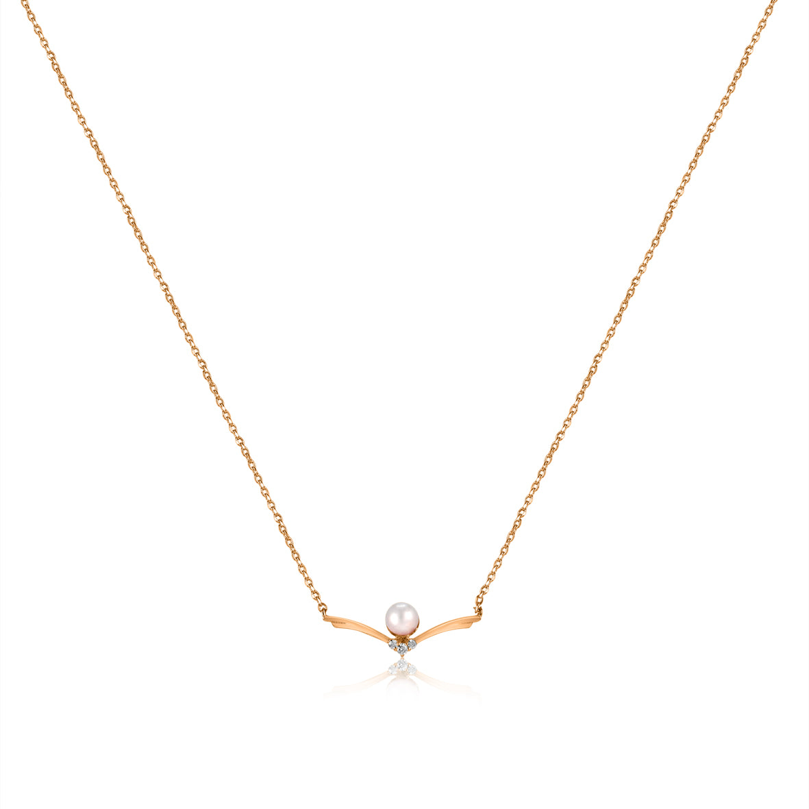 Rose Gold Peal wing Pendant with Linked Chain