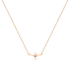 Rose Gold Peal wing Pendant with Linked Chain