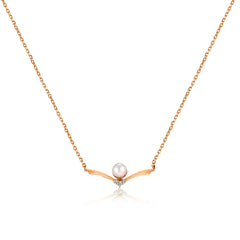 Rose Gold Peal wing Pendant with Linked Chain